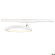 One LED Systemleuchte 3-Phasen Dali Ø 40cm an einer weißen Schiene montiert.