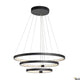 One Triple Pendellampe Dali 3000/4000K Schwarz - moderne schwarze Pendelleuchte mit drei Ringen