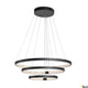 One Triple Pendellampe Dali 3000/4000K Schwarz in modernem Design mit drei runden Ringen