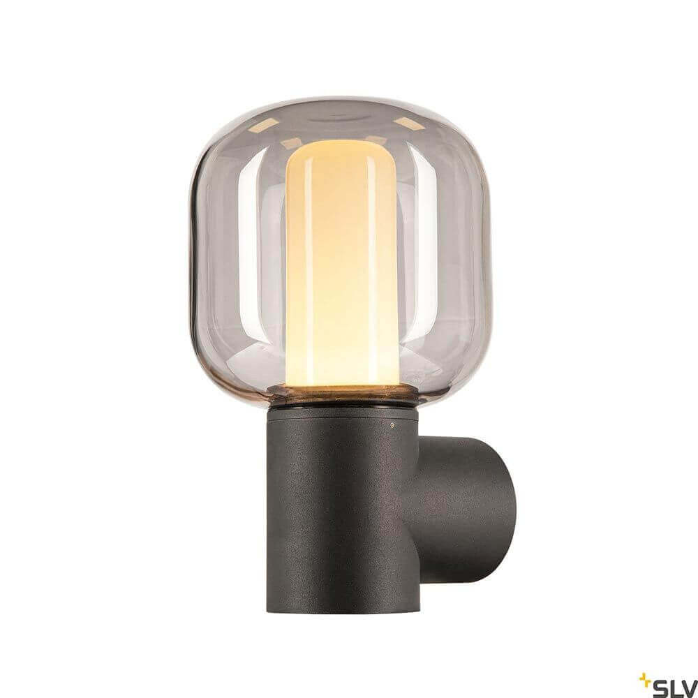Ovalisk Outdoor LED Wandlampe in Anthrazit, elegantes Design mit echtem Glas und einfacher Installation von SLV.