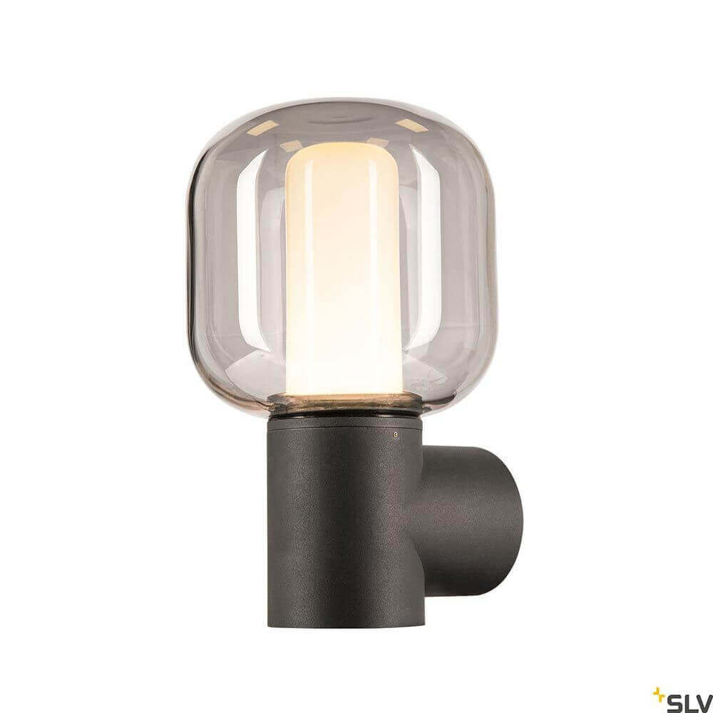 Ovalisk LED Wandlampe in Anthrazit mit echtem Glas, modernes Design für Außenbereiche von SLV.
