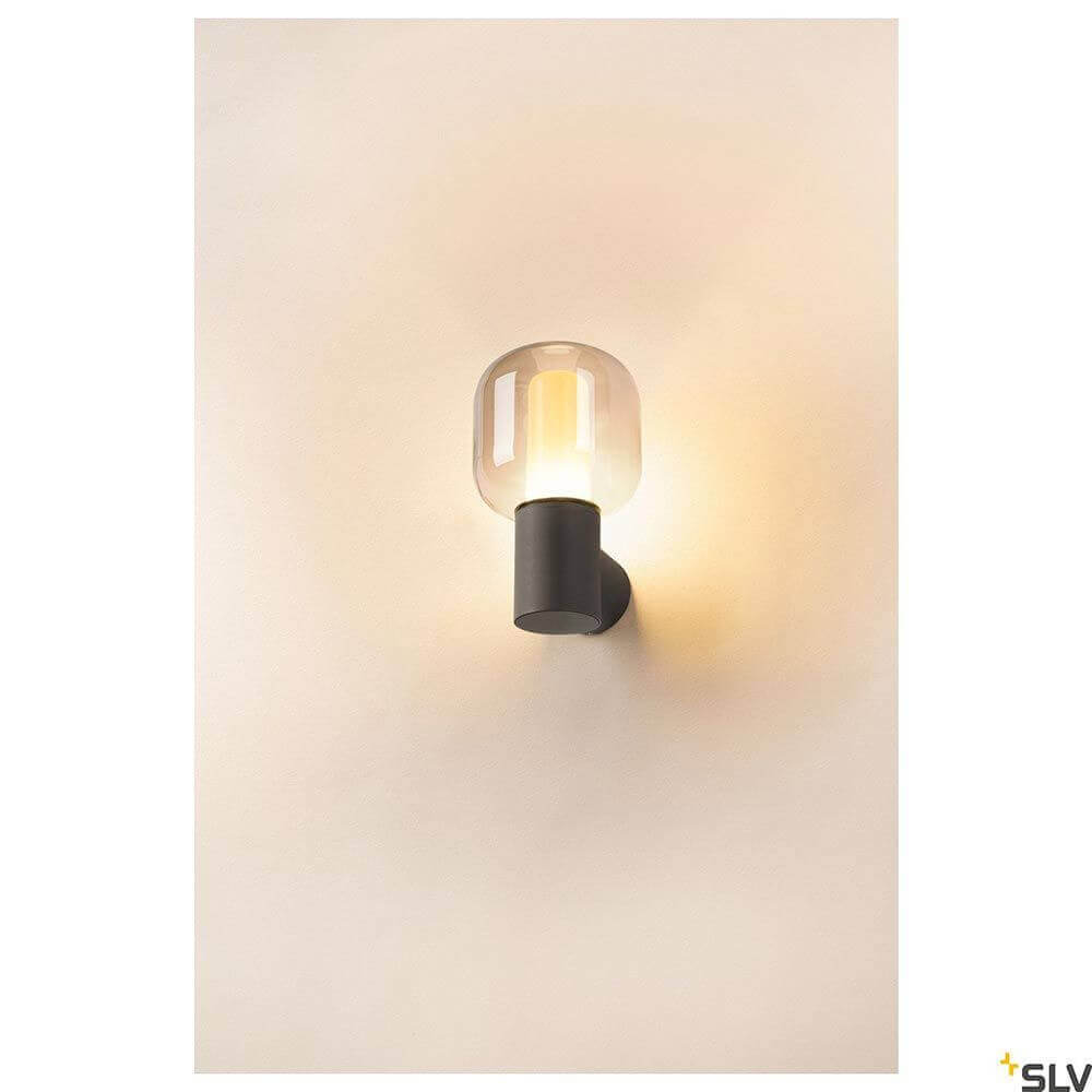 Ovalisk Outdoor LED Wandlampe Anthrazit CCT mit Glas und modernem Design von SLV, ideal für Außenbereiche.