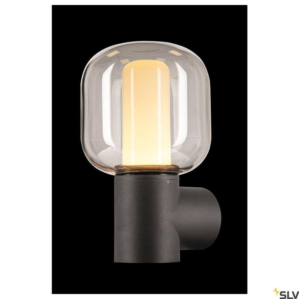 Ovalisk Outdoor LED Wandlampe in Anthrazit mit echtem Glas und modernem Design, ideal für Außenbereiche.