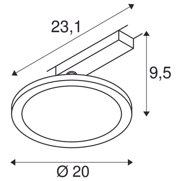 Panel LED Spot Schwarz Track Round Ø 20cm 1-Phasen (3)