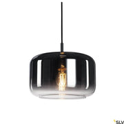Pantilo 28 Pendellampe E27 Chrom, schwarze Glas-Pendelleuchte mit sichtbarem Leuchtmittel