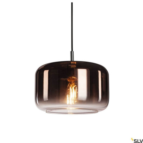 Pantilo 28 pendel E27 Kobber i et moderne design med en gennemsigtig nuance, perfekt til elegant interiør.