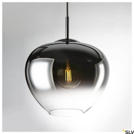 Pantilo Convex Pendelleuchte Chrom mit verchromtem Glasschirm, elegante Design-Pendelleuchte für moderne Räume