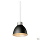 Para Dome Pendelleuchte in Schwarz mit glänzendem Aluminium-Einsatz, ideal für die Hallenbeleuchtung.