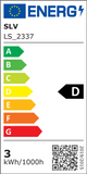 Energieeffizienzlabel für Pavano 620 Deckenleuchte mit D-Klasse und 3 kWh/1000h Verbrauch.