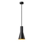 Phelia 130 E27 Pendellampe Schwarz, Gold, konische SLV Pendelleuchte mit 200 cm Abhängung und direktem Licht nach unten