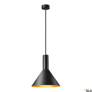 Phelia 275 E27 Pendellampe Schwarz, Gold – moderne SLV Pendelleuchte aus Aluminium mit konischer Form