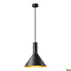 Phelia 275 E27 Pendellampe Schwarz, Gold hängend mit schwarzem und goldenem Design.