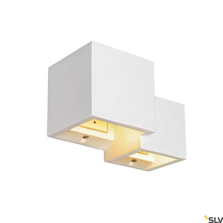 Plastra Cubes Wandleuchte Weiß, weiße Gipsleuchte für G9-Leuchtmittel, individuell bemalbar