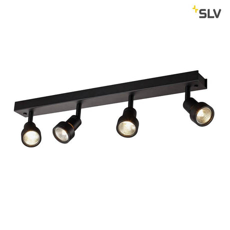 Puri Aufbauleuchte Quad QPAR51 Schwarz, 4-flammige schwarze Wand- und Deckenleuchte mit schwenkbaren Spots