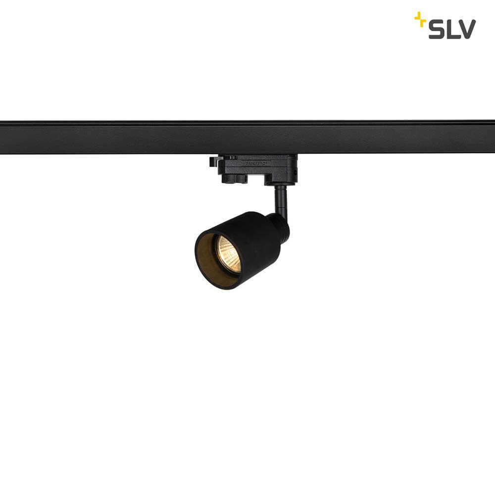 Puri Track QPAR51 Schwarz inkl. 3P.-Adapter an Hochvolt-Schienen-System mit GU10 Sockel für Halogen und LED.