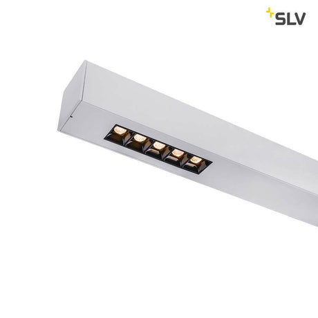Q-Line LED ceiling surface-mounted light 1m silver 3000K, modern ceiling light with six LEDs and silver housing.