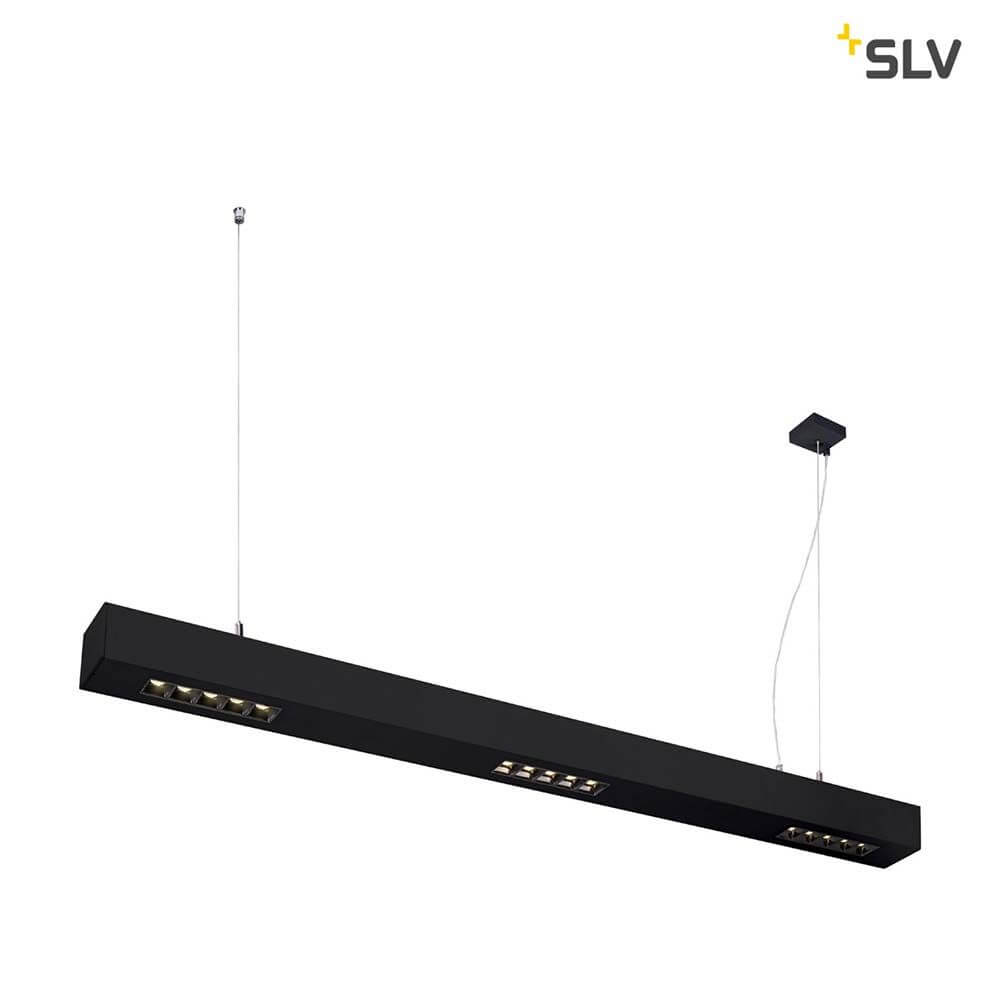 Q-Line LED Pendelleuchte 1m Schwarz 4000K in modernem, minimalistischem Design mit mehreren Leuchtmitteln.