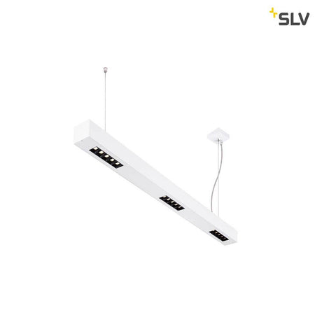 Q-Line LED suspension 1 m blanc 4000K installée au plafond avec un design moderne et une répartition de la lumière optimisée.