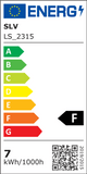 Energieeffizienzlabel für QUAD 1 XL Wandleuchte eckig Weiß LED 1x3,2W 3000K mit F-Klassifizierung.