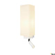 Quadrass LED Wandaufbauleuchte mit Metall- und Glaselementen und LED-Leseleuchte.