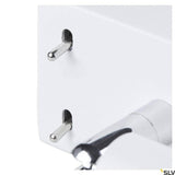 Detailaufnahme der Quadrass LED Wandleuchte mit Montagehalterung und Metallstiften von SLV.