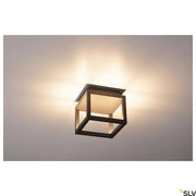 Quadrulo XS LED Outdoor ceiling-mounted light Anthracite with warm light.