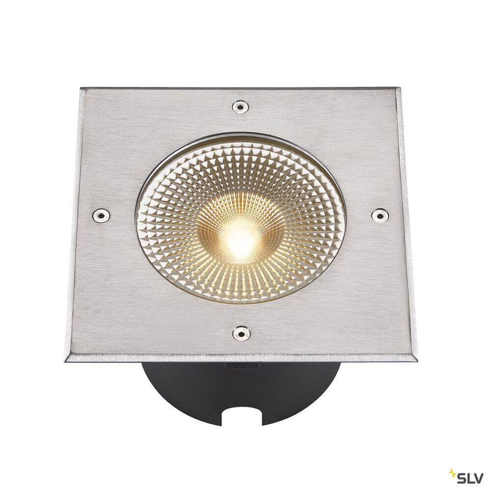 Rocci 200 LED Bodeneinbauleuchte 120° mit eckiger Edelstahlblende und klarer Glasabdeckung