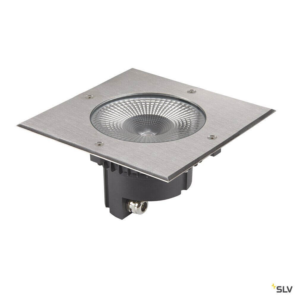 Rocci 200 LED Bodeneinbauleuchte 120° mit Edelstahlblende und runder Glasabdeckung für Außenbereich.