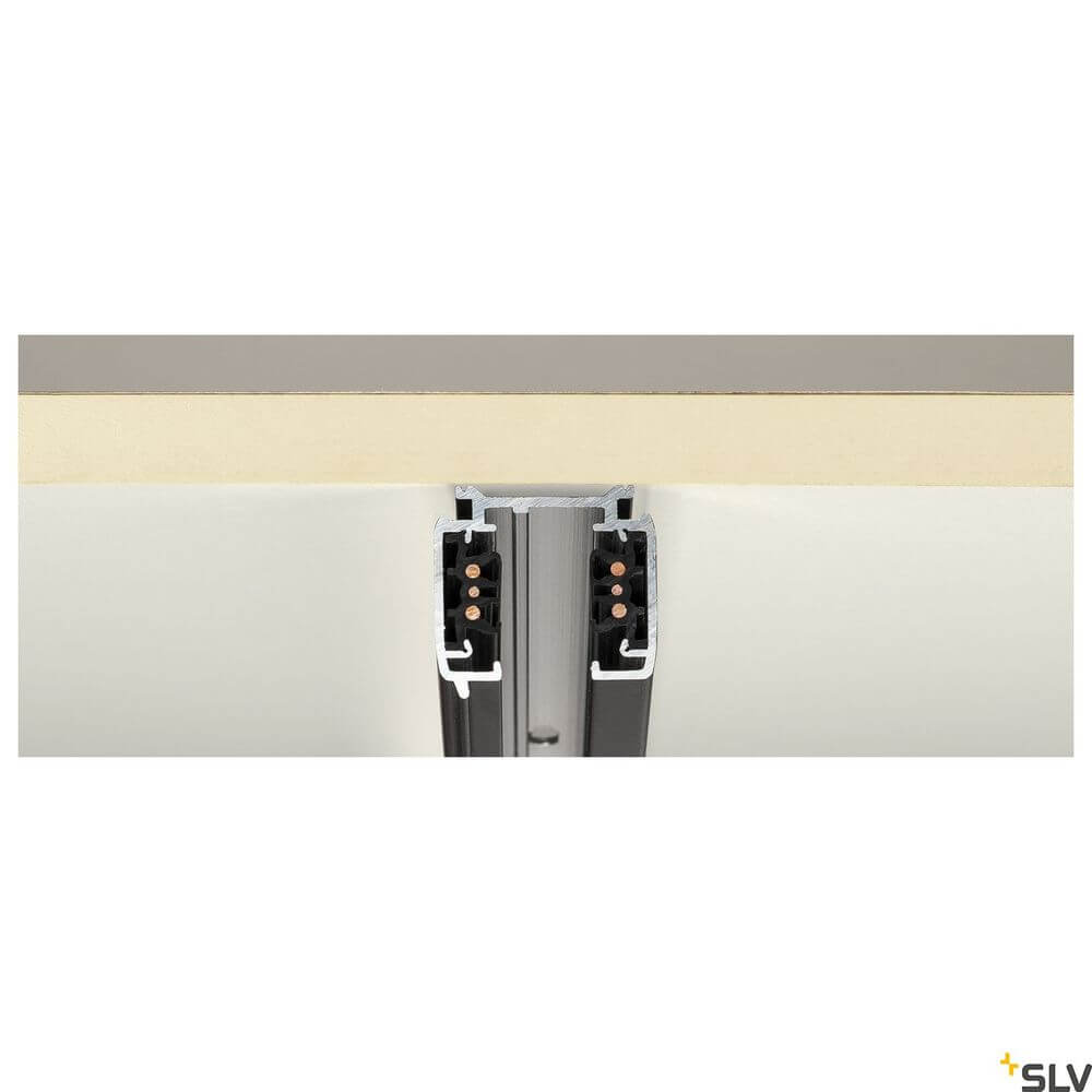 S-Track Dali Schiene 2m Schwarz Detailansicht der Schiene mit elektrischen Anschlüssen.