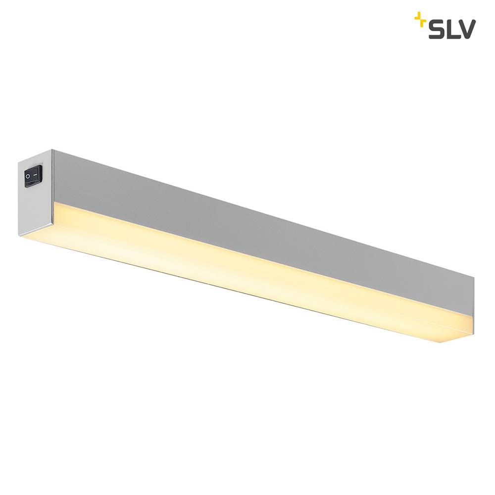 SIGHT 60 Wand- und Deckenleuchte in Silber mit Schalter und integrierten LEDs für optimale Beleuchtung.