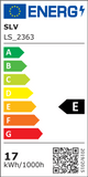 Energieeffizienzlabel für SLV LS_2363, zeigt Energieverbrauch von 17 kWh/1000h und eine Bewertung von E.
