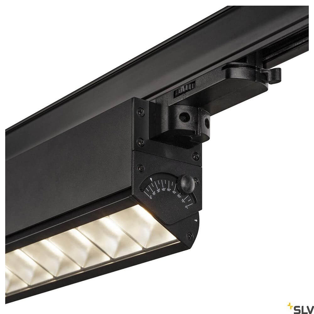 Detailaufnahme der Sight Move 3-Phasen LED Systemleuchte Dali in schwarzem Design, ideal für Büros und Shops.