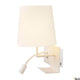 Somnila Flex LED Wandaufbauleuchte Weiß inkl. USB an der Wand montiert mit flexiblem Arm und Leselampe.