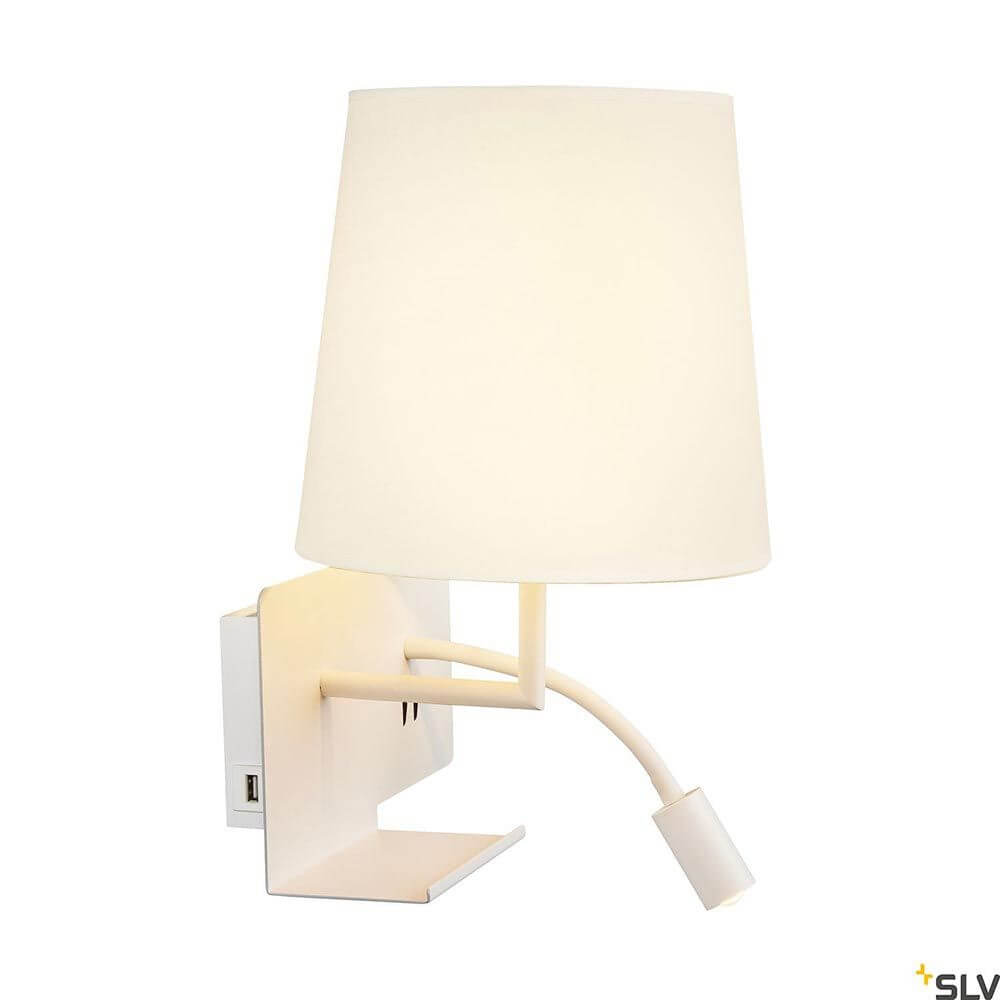 Somnila Flex LED Wandaufbauleuchte Weiß inkl. USB in elegantem Design für Bett und Leseecke
