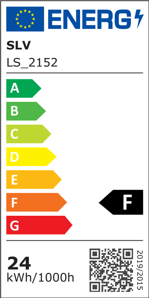 Energielabel für SLV LS_2152, zeigt F-Klassifizierung mit 24 kWh/1000h Verbrauch.