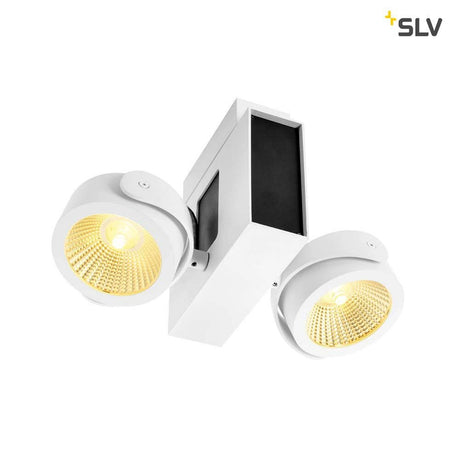 Tec Kalu LED plafonnier en saillie Double blanc, noir avec têtes lumineuses pivotantes et orientables.