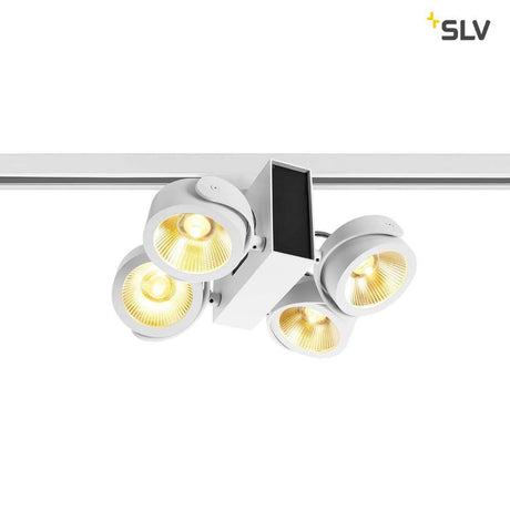 Tec Kalu Quad Weiß, Schwarz inkl. 3P.-Aapter mit warmweißen, dimmbaren LEDs auf Schienen-System.