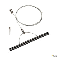 Tenseo wire suspension black with cable and mounting elements for easy installation.
