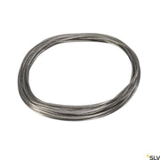 Tenseo Seil 4mm² 10m Chrom, silbernes Stahlseil aufgerollt von oben fotografiert