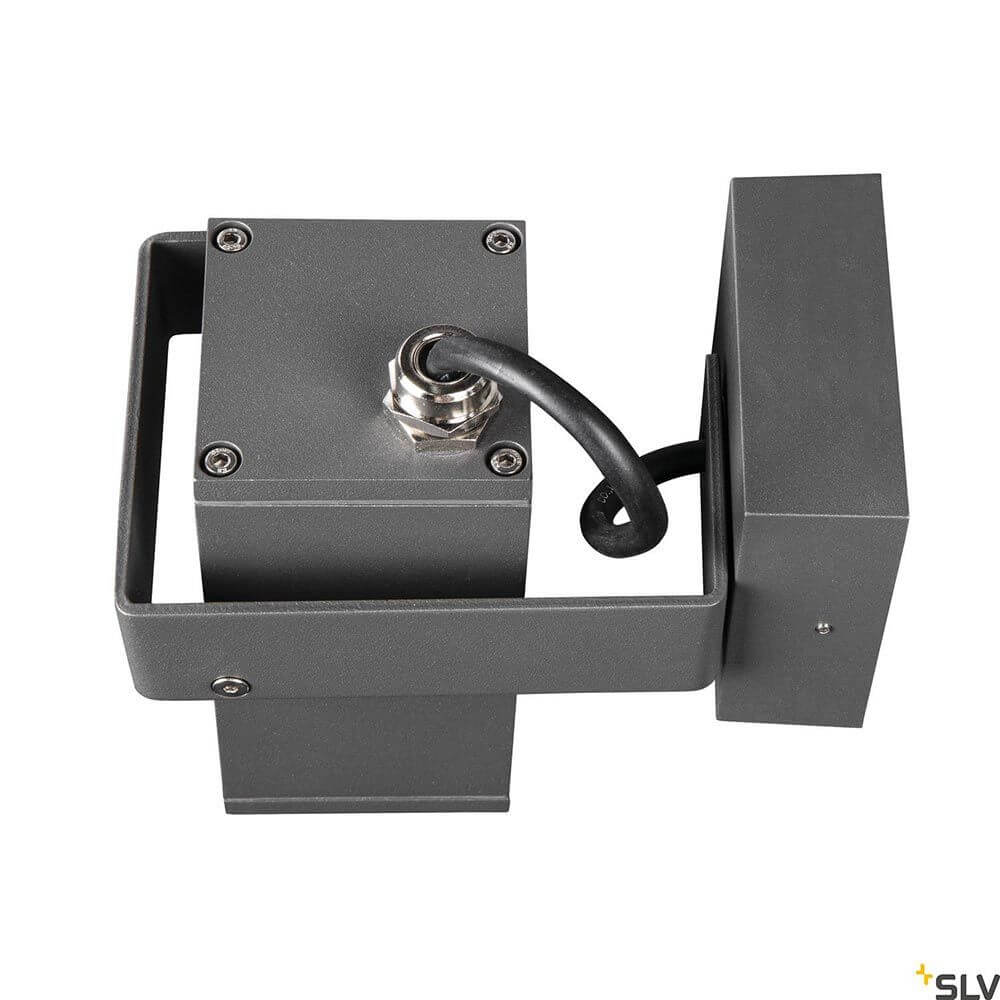 Theo Bracket Outdoor Wand- & Deckenaufbauleuchte Anthrazit von oben, mit flexibel ausrichtbarem Strahler.