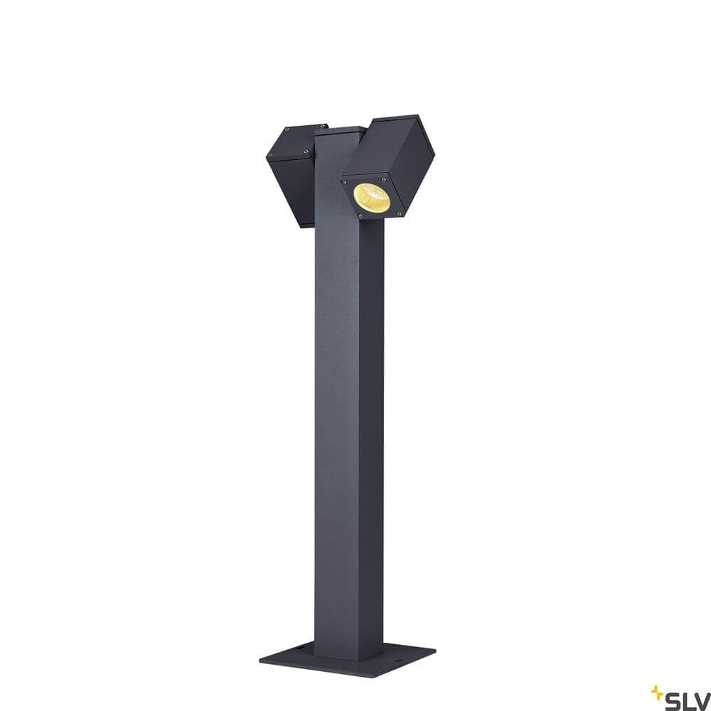 Theo Pathlight Double QPAR51 Anthrazit Stehlampe mit zwei Lichtquellen in Anthrazitfarbe.