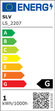 Energieeffizienzlabel für SLV LS_2207 mit Bewertung G, angezeigt auf einem Grafikformat.
