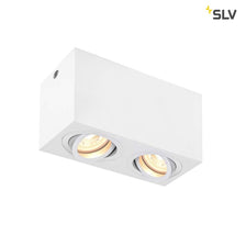 Triledo Double surface-mounted ceiling light QPAR51 White with rotatable and swiveling GU10 lamp heads made of aluminium.