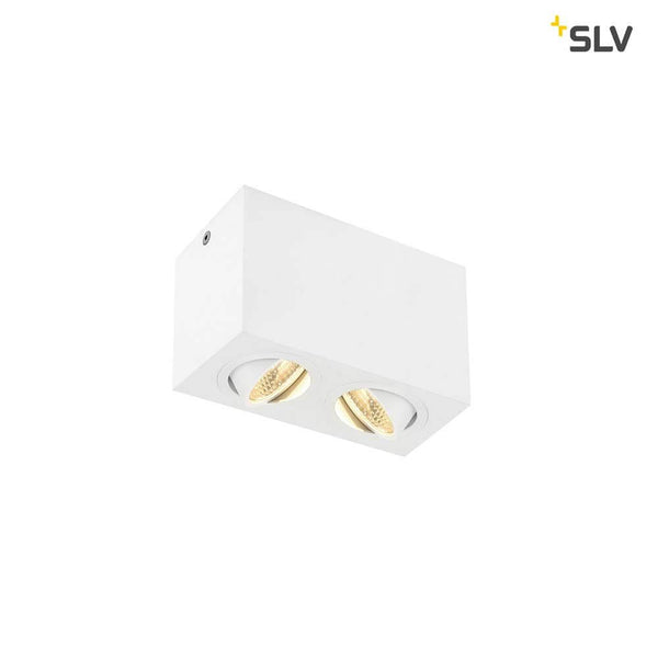 Triledo Double LED surface-mounted ceiling light White with two rotatable and swiveling LED light sources in a white housing.