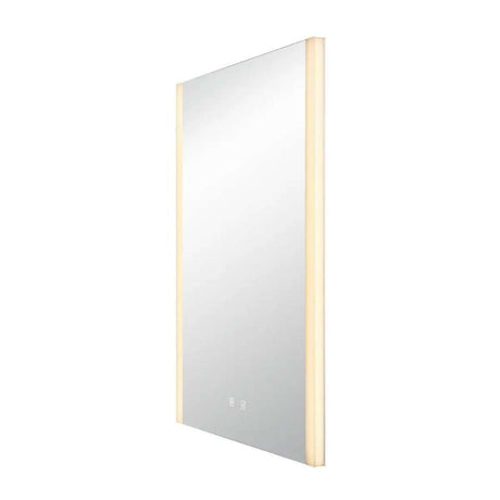 Trukko Square LED mirror wall light, milky, with dimmable light and anti-fog technology for bathrooms.