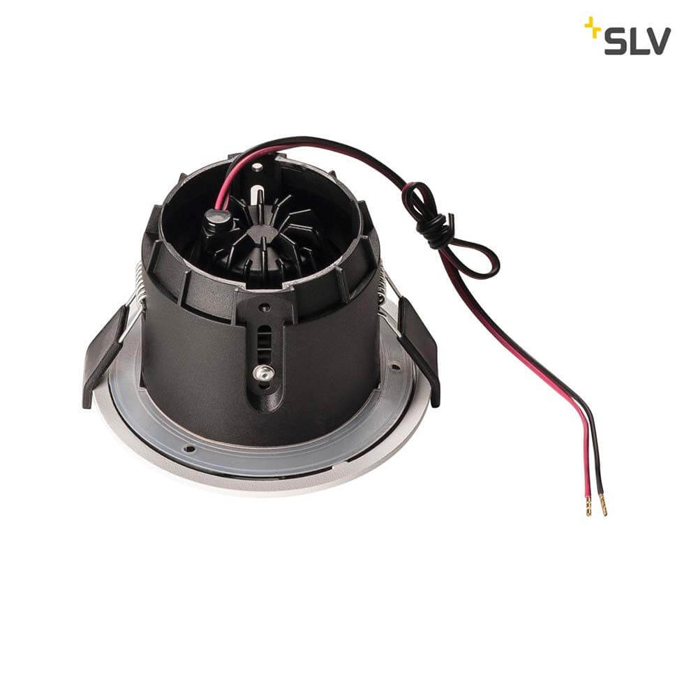 Varu LED Außen-Einbauleuchte Schwarz, Weiß IP20/65, LED Downlight mit GU10 Fassung, Anschlusskabel sichtbar.