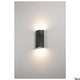 Vilua Up & Down Außen-Wandlampe LED Anthrazit IP54 an einer Wand, elegantes Design mit warmem Licht.