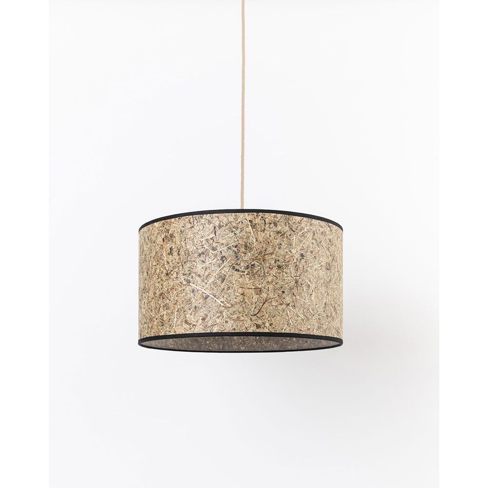 Simple hanging lamp made of hay round