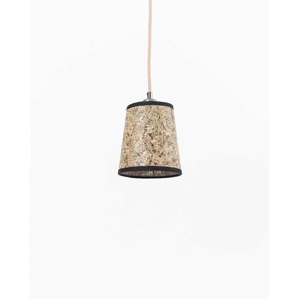 Simple hanging lamp made of hay round