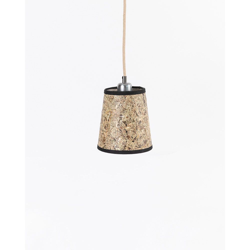 Simple hanging lamp made of hay round